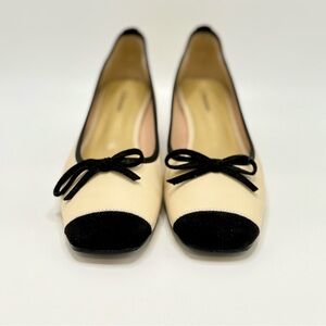 Elegant Cream and Black Women's Ballet Flats